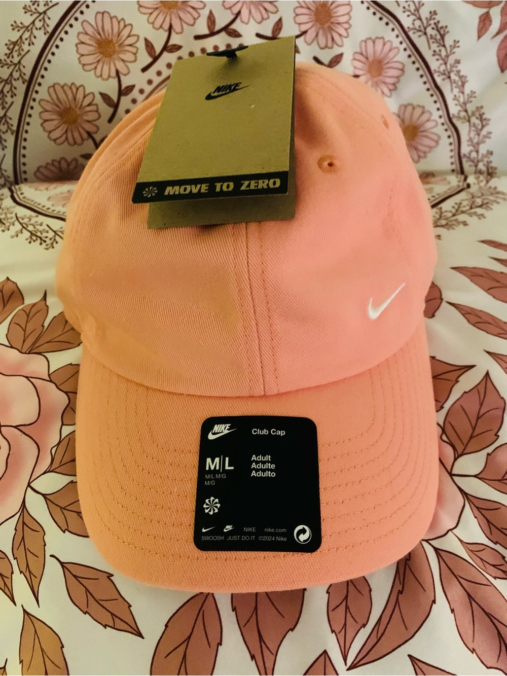 Nike Club Cotton Hat Cap Apricot Pastel Adjustable Size M/L  Unisex Athleisure